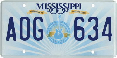 MS license plate AOG634