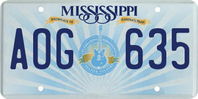 MS license plate AOG635