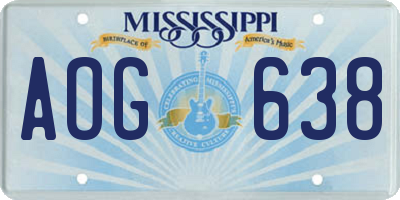 MS license plate AOG638
