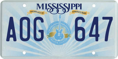 MS license plate AOG647