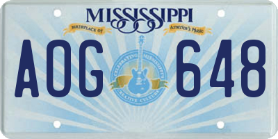MS license plate AOG648