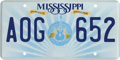 MS license plate AOG652