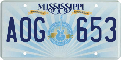 MS license plate AOG653