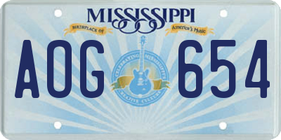 MS license plate AOG654