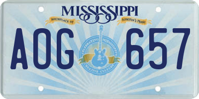 MS license plate AOG657