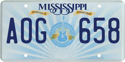 MS license plate AOG658