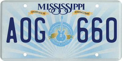 MS license plate AOG660