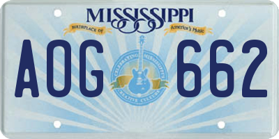 MS license plate AOG662