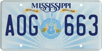 MS license plate AOG663