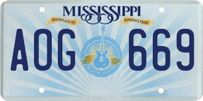 MS license plate AOG669