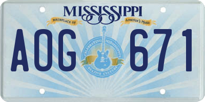 MS license plate AOG671