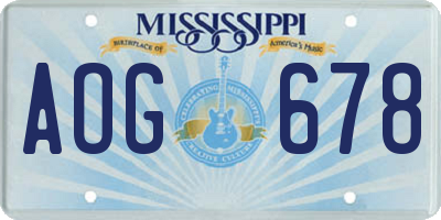MS license plate AOG678
