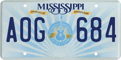 MS license plate AOG684