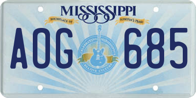 MS license plate AOG685