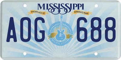 MS license plate AOG688