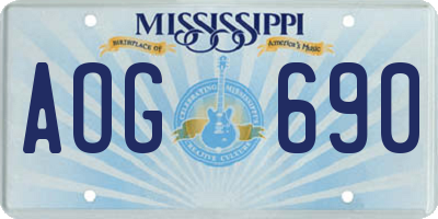 MS license plate AOG690