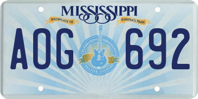 MS license plate AOG692