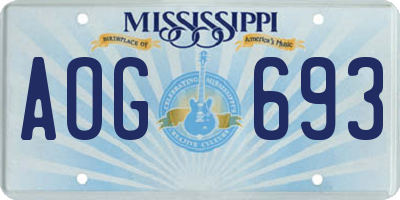 MS license plate AOG693