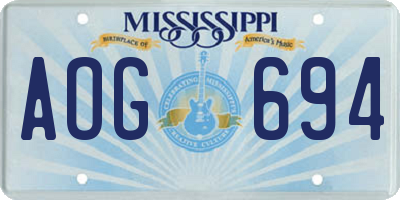 MS license plate AOG694