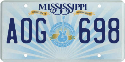MS license plate AOG698