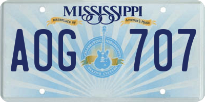 MS license plate AOG707