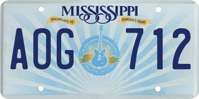 MS license plate AOG712