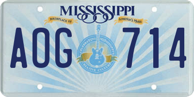 MS license plate AOG714