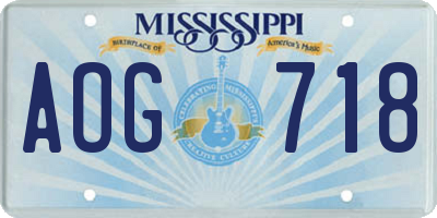 MS license plate AOG718