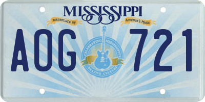 MS license plate AOG721
