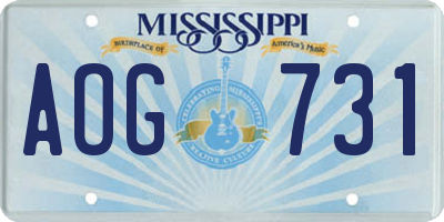 MS license plate AOG731