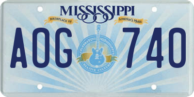 MS license plate AOG740