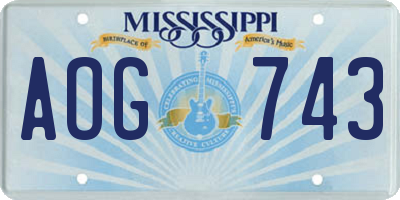 MS license plate AOG743