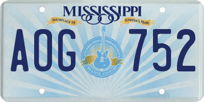 MS license plate AOG752