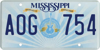 MS license plate AOG754
