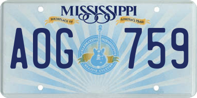 MS license plate AOG759