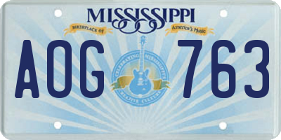MS license plate AOG763