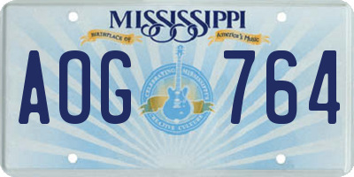 MS license plate AOG764