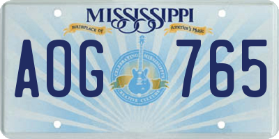 MS license plate AOG765