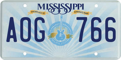 MS license plate AOG766