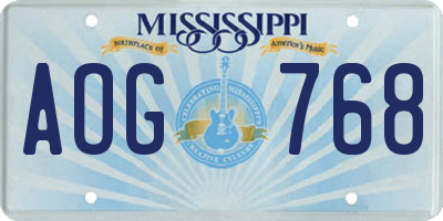 MS license plate AOG768