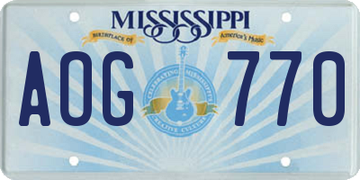 MS license plate AOG770