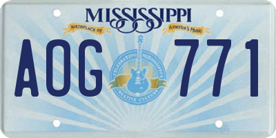 MS license plate AOG771
