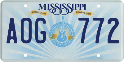 MS license plate AOG772