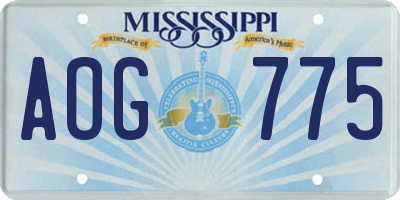 MS license plate AOG775