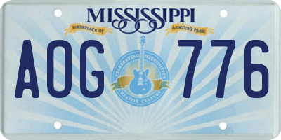 MS license plate AOG776