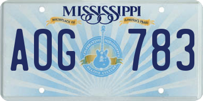 MS license plate AOG783
