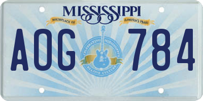 MS license plate AOG784