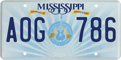 MS license plate AOG786