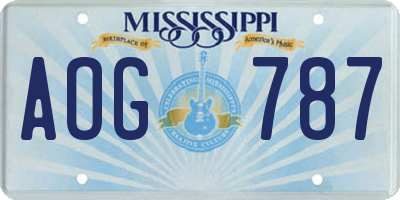 MS license plate AOG787