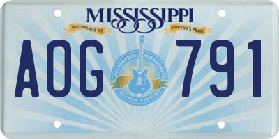MS license plate AOG791